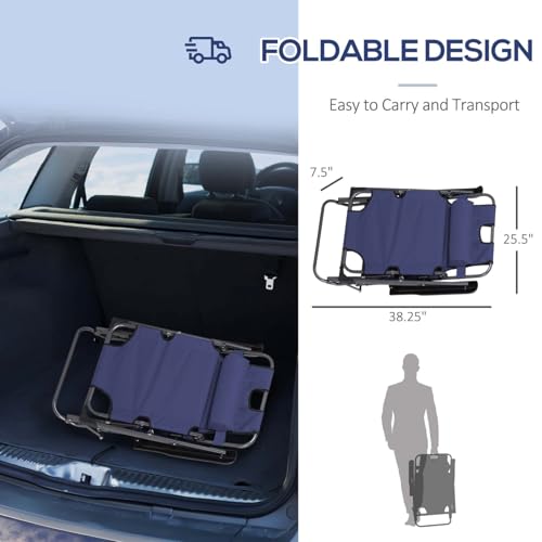 Image of Lounge Chair Full Flat Cot 2 in 1 Zero Gravity Chair Portable Foldable Recliner for Headrest Resting Adjustable Pillow Camping Chair Pool Side Beach Lawn Chair with Pillow (Blue)