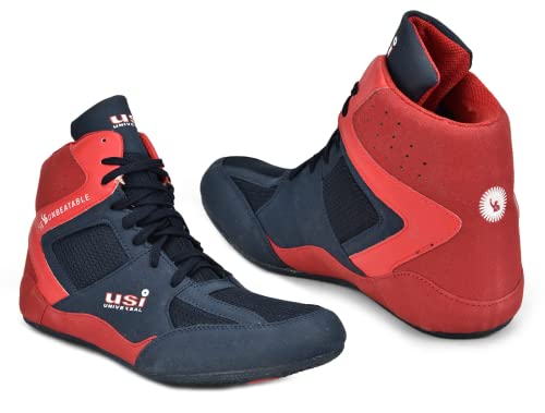 Image of USI UNIVERSAL Wrestling Shoes, 701WRB Comferto Red /Navy Sports Shoes For Wrestlers For Men & Women With Pu Suede, Mesh & Rubber Construction (Size 7 Uk /Ind)