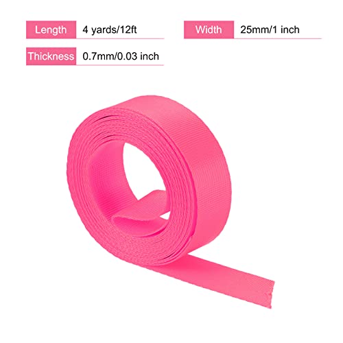 Image of MECCANIXITY Flat Nylon Webbing Strap 1 Inch 4 Yards Rose Red for Backpack Cargo Strap Luggage-rack