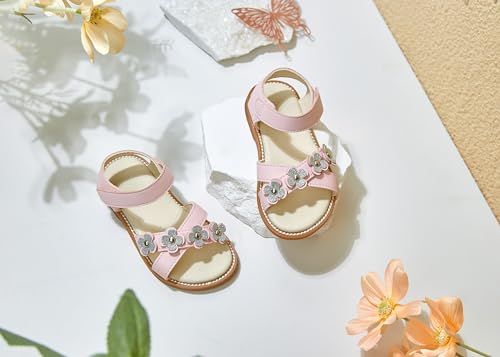 Image of PHIRAMIN Toddler Flower Girl Sandals - Girl Dress Shoes Toddler Little Kid Wedding Party