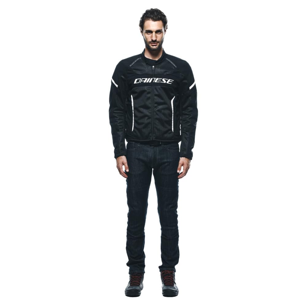 Dainese - Air Frame 3 Tex Jacket, Chaqueta de Moto de Verano, con Forro Cortavientos, Negro/Blanco, 52 | Impermeable, transpirable, forro extraíble, elástico