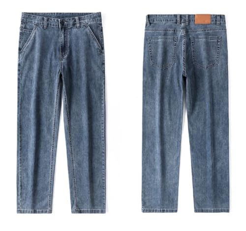 Hndudnff Men Thin with Pockets Jeans Breathable Slim Trousers Business Casual Denim Pants2