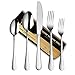 CALIYO Cubertería de 30 piezas para 6 personas, incluye cuchillo, tenedor, cuchara, acero inoxidable, apto para lavavajillas (plata espejada)
