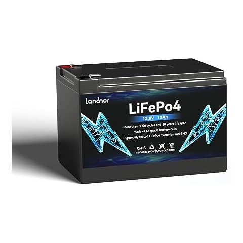LANDNOR 12.8V 10Ah Lithium LiFePO4 Deep Cycle Battery, 2000-5000+ Cycles Lithium Iron Phosphate Rechargeable Battery for Trolling Motor, Fish Finder, Kids Scooters, Power Wheels, Outdoor Camping Cover