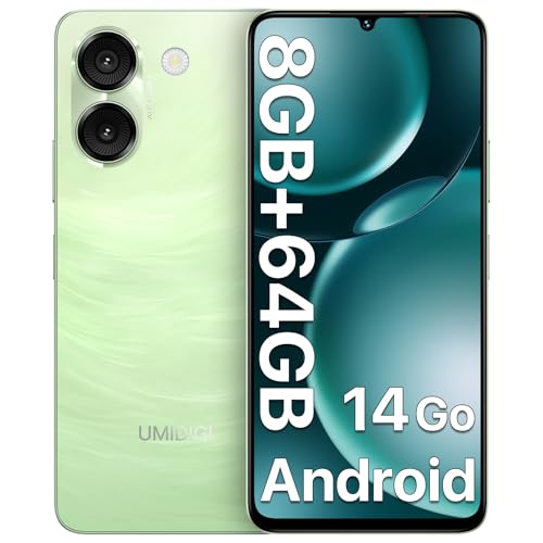 UMIDIGI G9A Smartphone, Android 14 Go Movil, 8GB+64GB/1TB Telefono Movil, Pantalla HD 6.75'', 4G Dual SIM Teléfono Móvil, Octa-Core Procesador/Cámara 13MP+8MP/Batería 5000mAh/Face ID/GPS - Verde