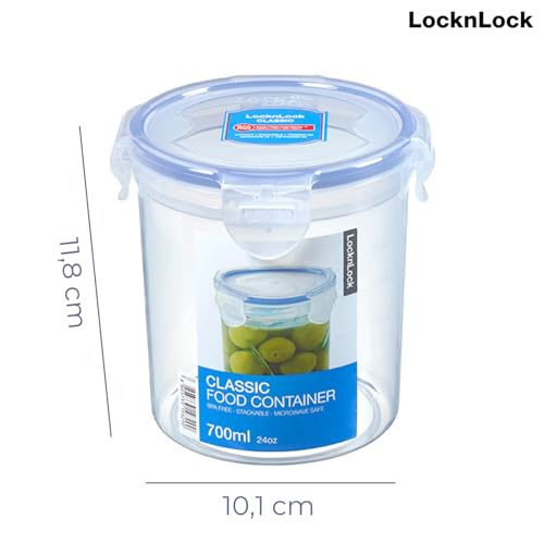 LocknLock Classic Frischhaltedose | 700 ml | Ø 11,4 x 11,7 cm | 100% luft- und wasserdichte Vorratsdose | Spülmaschinen-, und Mikrowellengeeignet | BPA-Frei | 4-fach Sicherheits-Verschluss 2