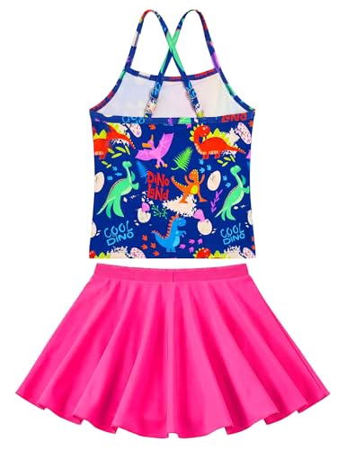 Image of Girls Bathing Suit with Skirt One Shoulder Ruffle Quick Dry Swimsuits Multicolor Sleeveless Swimwear
