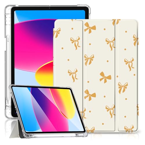 Étui pour iPad 11 Coque Transparente Chic avec Nœud Orange au Bureau ou Café