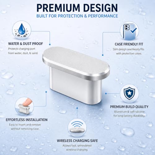 Image of Mizi USB C Dust Plug, 2 Pack Type C Anti Dust Plug Cover Charging Port Protector for iPhone 17 Pro Max, Complete Cleaning Accessories - Silver