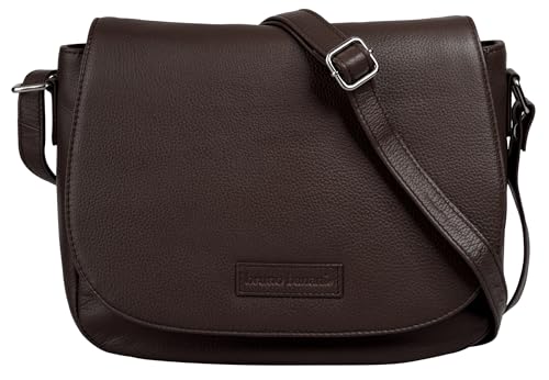 bruno banani Umhängetasche echt Leder Damen | Crossbody Ledertasche mit Handyfach | Messenger Bag mit Magnetverschluss | Schultertasche mit Reißverschluss | 022201