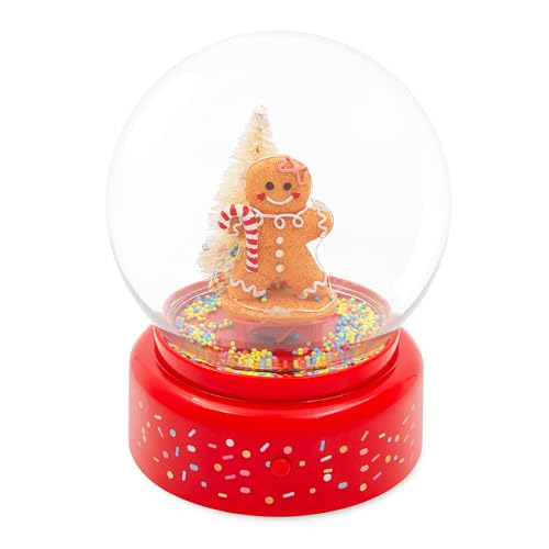 The Christmas Workshop Musical Snow Globes/Light Up Gingerbread Man or Santa with Swirling Snow / 8 Festive Songs/Battery Powered (18.5 x 13 x 13cm, Gingerbread Man)