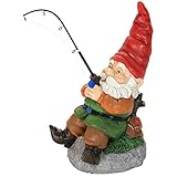 Exhart Garden Gnome, Fishing Frank Garden Statue, Funny Outdoor Garden Decoration, 6 x 13 Inch