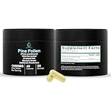 Holistic Bin Pine Pollen Capsules 500mg Made w/ 100% Pure Pharmaceutical Grade, Wild Harvested California Pine Pollen Powder | Organic, Non GMO, No Fillers | 30 Day Supply (40 Capsules)