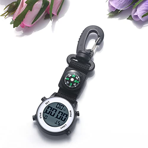 Image of JewelryWe Men Women Digital Clip Watch Mini Microlight Backpack Buckle Belt fob Watches for Rock Climbing Doctors Nurses Chefs for Mother's Day