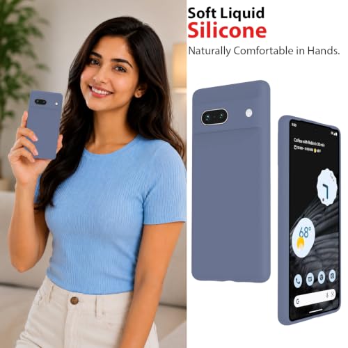 Image of KACA Silicone Back Case for Google Pixel 7a, Soft-Touch, Shockproof Phone Back Cover for Google Pixel 7a (Grey)