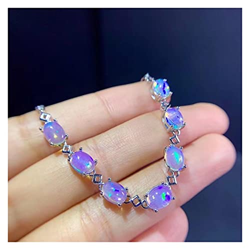Bracelet opale naturelle en argent 925 plaqué platine pour femme
