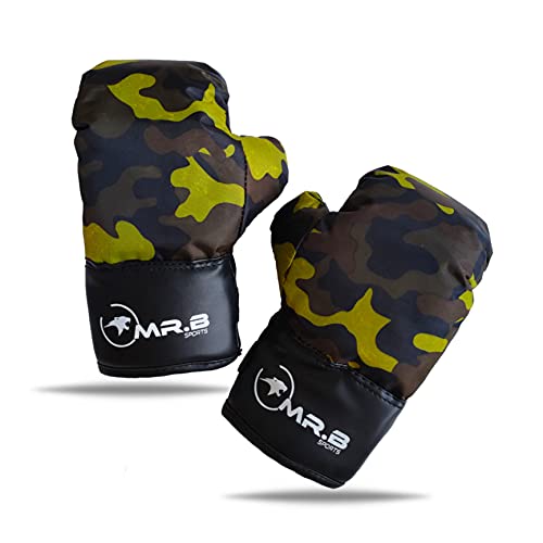 Image of Kids Boxing Kit with Filled Punching Bag, Gloves and Headgear, Age 7-13 Years (Yellow Army)