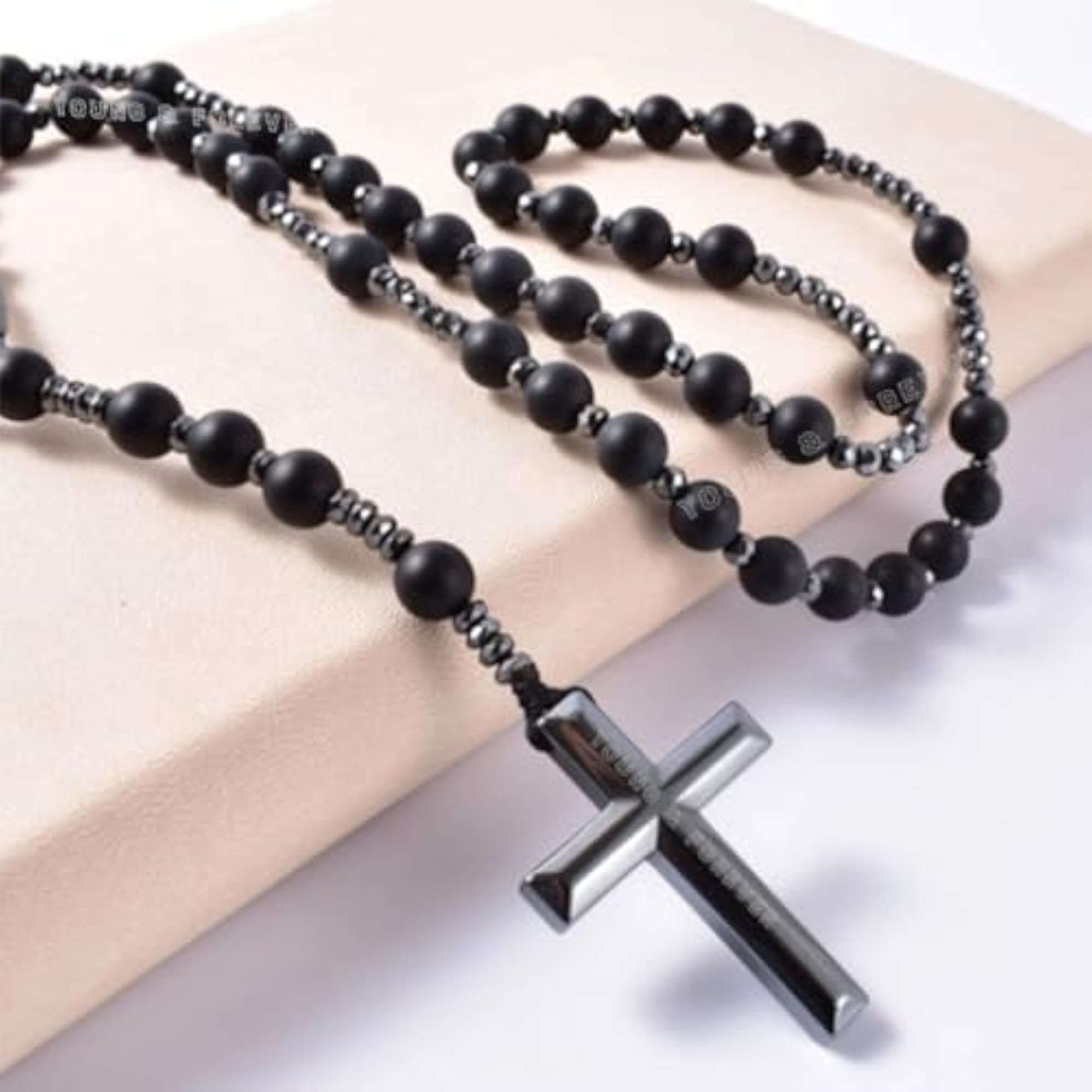 Natural Semi Precious Stone Necklace, Onyx & Matt Onyx