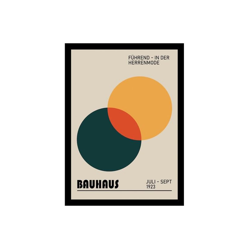 Image of BLINKART Vintage Bauhaus Retro Geometric Aesthetic Poster Gallery | Colorful Wrap Framed For Home Office Studio Living Room Modern Art Studio Decoration Abstract Shapes | (d91) | 13x10 Inch