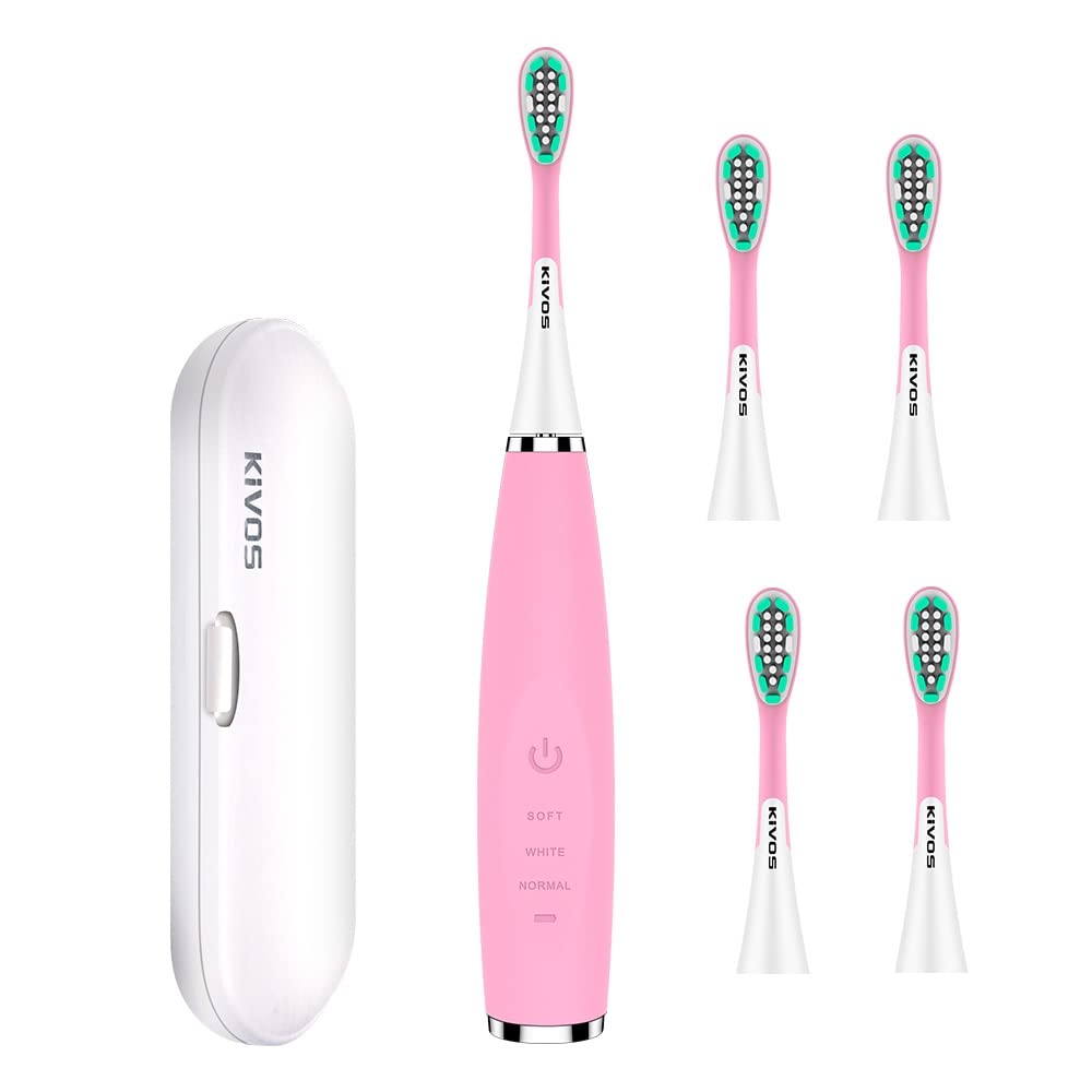 Children's Brush Kids Electric Toothbrush 4 Heads, 3 Modeas, 450 mAh Battery Life 45 Days, Dental Care, Travel Case -Pink