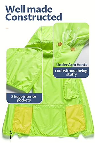 Image of CREATMO US Men's Packable Waterproof Running Rain Coats Reflective Cycling Jacket Windbreaker With Removable Hood