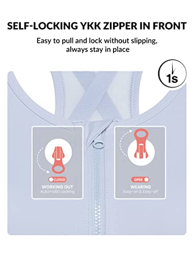 Image of Yvette High Impact Zip Front Sports Bra Mesh Racerback Workout High Support Sports Bras for Women Large Breasts