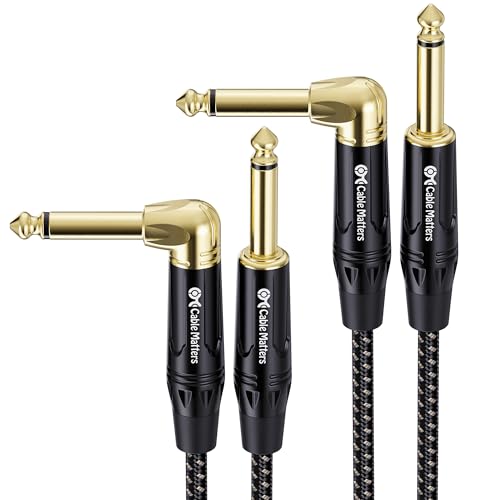 Cable Matters 2-Pack 1/4 Inch TS Right Angle Guitar Cable, 6ft