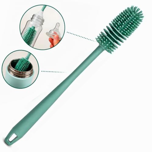 Ivory 33 cm Silikon Biberon ve Şişe Temizleme Fırçası – Uzun Saplı 360° Temizlik, Esnek ve Dayanıklı Silikon – Biberon, Termos, Bardak ve Şişe için – Asorti Renk