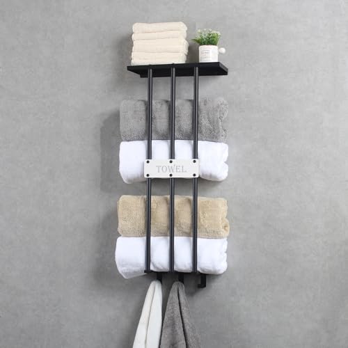 Toalleros para baño montado en la pared para organizar toallas de hotel en casa 8