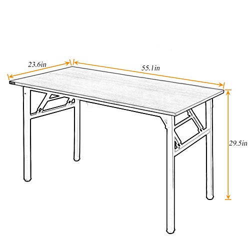 Image of Need 55 inches Folding Computer Desk Office Desk Folding Table with BIFMA Certification Computer Table Workstation,White Black AC5DB-140