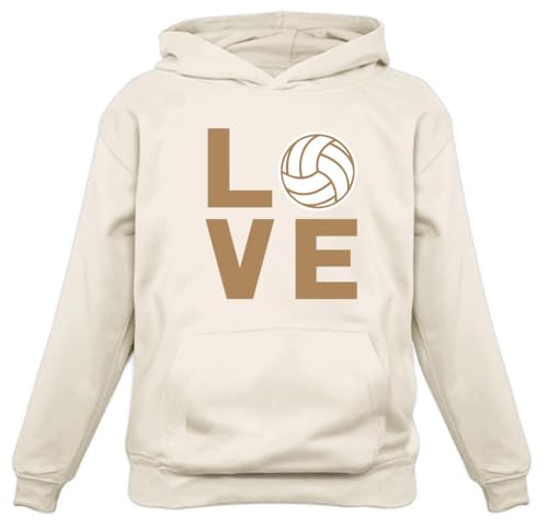 Tstars Volleyball Hoodie Love Graphic Pullover for Teen Girls and Women Sporty Sweatshirt for Players Fans Coach Women Hoodie Medium Cream