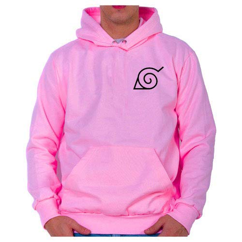 Moletom Canguru Unissex Naruto Aldeia Da Folha Anime (Rosa, G)