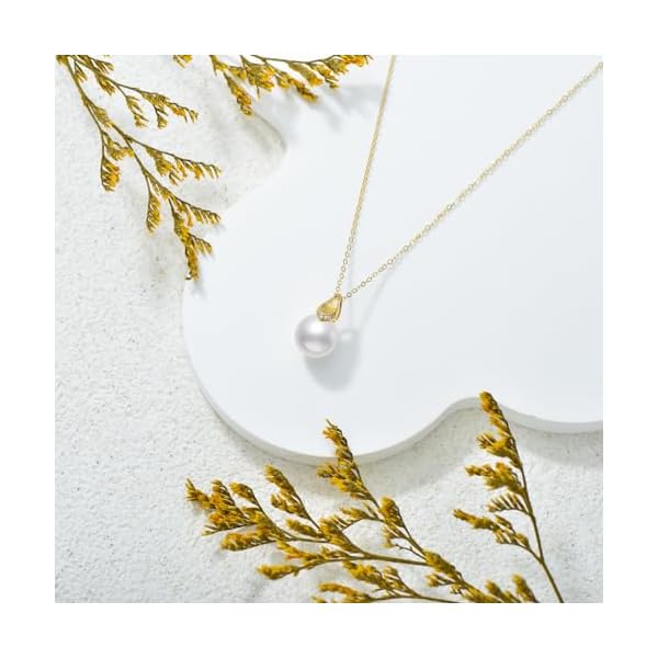 14k Gold Diamond Pearl Necklace for Women, 14kt Gold Jewelry Present for Wife, Birthday Gifts for Her, 16-18 Inch - Image 6