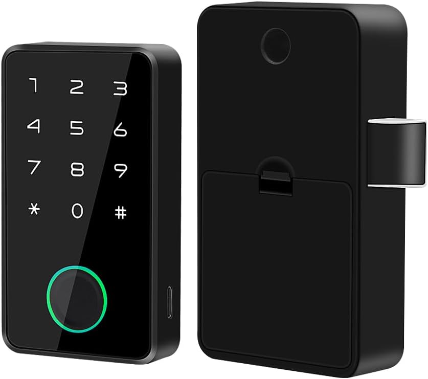 Smart Fingerprint Drawer Lock Cabinet Lock Tuya/Smart Life APP Bluetooth Electronic Keyless Sensor Locks with 10pcs 13.56Mhz IC Mixed Keyfobs Card,Support APP/Password/IC Card/Fingerprint Unlock
