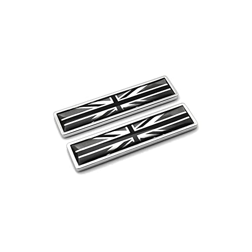 PTDecals 1 Pair The Union Jack Car Sticker Black Silver Grey England Flag 3D Emblem UK GB Flag Badge 58mm*14mm Graphic Decals for Racing Car Skirts Side