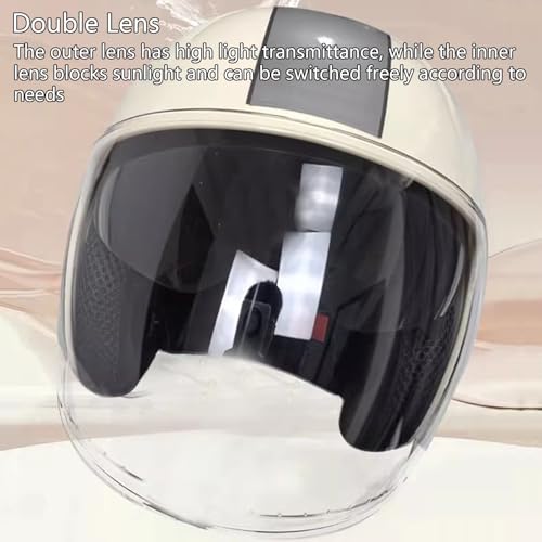 Casco moto abierto con doble visera contra el sol y viento 5