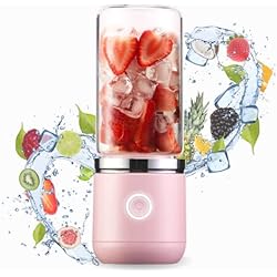 Lidl Vaso Batidor Blend In® Botella Batidora Portatil Inalámbrica - Incluye 2 Vasos de 400ml y 200ml - Mini Batidora de Vaso Portatil - Licuadoras para Zumos y Batidos - Recargable por USB y Fácil de Limpiar (Rosa)