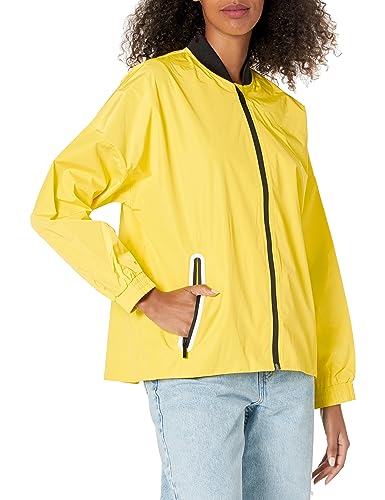 DKNY Women's Sport Jacket,Taxi Yellow Mock Neck Jacket,L