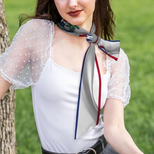 Women'S Fashion Scarf Dominican Republic Flag Hair Satin Scarf Bandanas Headscarf Wrap Breathable Lightweight Neck Scarves For Handbag Accessories4