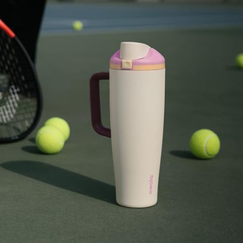 Image of Owala FreeSip Tumbler Insulated Stainless Steel Water Bottle with Built-in Straw and Side Handle, For Travel, Work, School, and Sports, 40oz, BPA Free, Leak Proof, Angel Food Cake