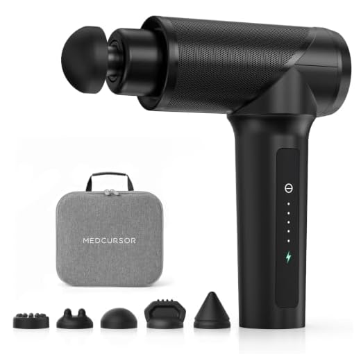 Medcursor Massage Gun - High Intensity Brushless Motor, Handheld Percussion Deep Tissue Massager with 6 Massage Heads for Sore Muscle and Stiffness, Gifts for Father/Dad (Black)