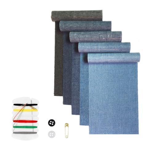 Fenglin-joy Parche Pantalon Vaquero,5 rollos de Parches Termoadhesivos Vaquero Parches Ropa Termoadhesivos Parches Mezclilla para niños adultos(8 x 51cm)