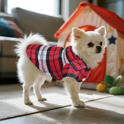 3 Pcs Dog Clothes Plaid Shirt Puppy Clothes Button Up Cat Shirt for Small Pet Dogs Cat Christmas Costume (Small) - Image 5