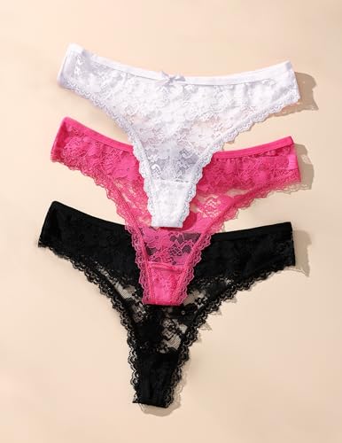 Image of Murimia Sexy Seamless Thongs for Women Lace Underwear Breathable Low Rise T-Back Panties