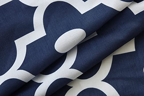 Biscaynebay Extra Long Textured Fabric Shower Curtains 72" Width By 84" Length, Navy Morocco Pearl Printed Bathroom Curtains Machine Washable #TOP10