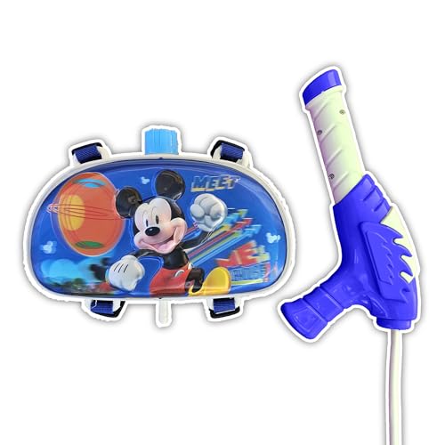 PoPo Toys Holi Pressure Pichkari with Mickey Pencil Box Character Bag Tank- 2 LTR | with Free Balloons & Gulal | Multicolor |