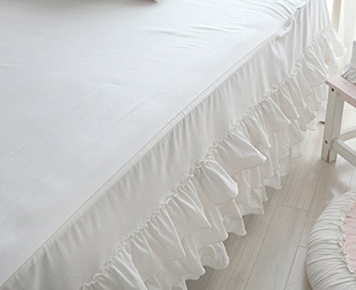 Jupe de lit blanche triple epaisseur anti-poussiere 150x200 pour habiller et masquer le sommier - 4