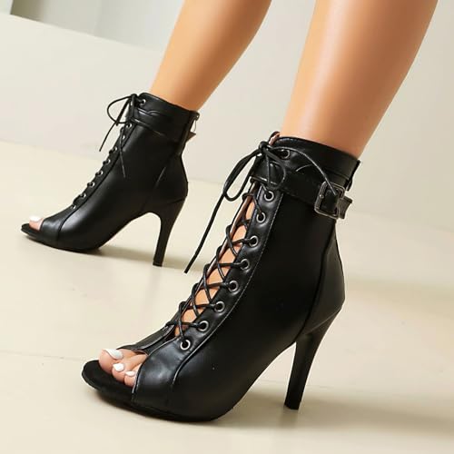 Image of UTIKLIOU Women's Mesh Sandals Peep Toe High Top Sandals Lace Up Summer Boots Buckle Strap Party Sexy Pump Shoes Open toe
