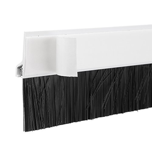 Uxcell Self-Adhesive Door Bottom Sweep White Plastic W 1.2-Inch Black Pvc Soft Brush 39-Inch X 2.1-Inch #TOP5