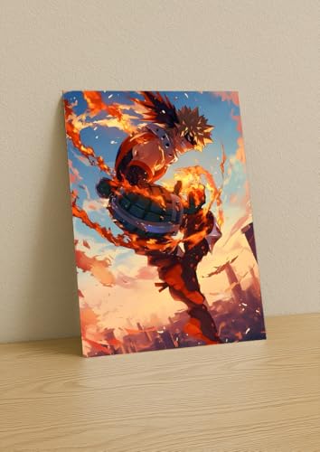 Image of NIJUKA Anime Printed A4 Size Metal sheet Poster For Home And Room Decoration | For Anime Art Fans Boys And Girls (Kanchan Explosion boy)